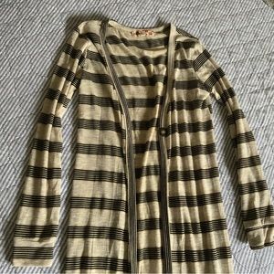 Jolt Longline Striped Cream Cardigan